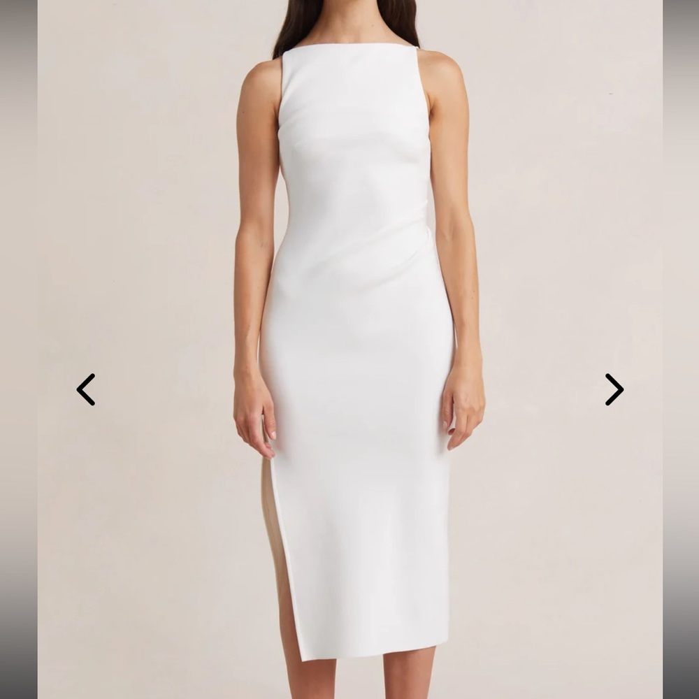 o.p.t white boat neckline dress